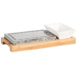 MÄSER Heißer Stein Set 4-tlg. - Ideal zum Grillen - Warmhalteplatten Set mit Granitstein und Bambusplatte, perfekt für Grillabende. Genießen Sie köstliche, frisch zubereitete Speisen direkt am Tisch!