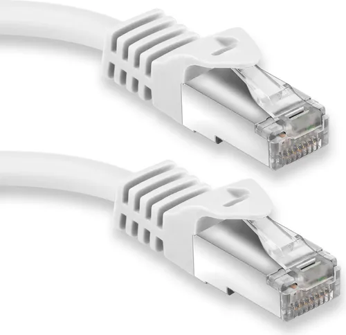30m RJ45 Patchkabel mit CAT7 Rohkabel - S/FTP Netzwerkkabel LAN DSL Kabel weiß