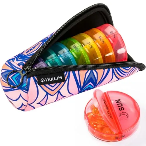 Pillendose 7 Tage 2 Fächer Tablettenbox 7 Tage Morgens Abends, Tabletten Box 7tage Große Fächer Mit 14 Extra Großen Fächern Für Woche Tragbare Reise Tabletten Organizer Für Vitamin (rosa)