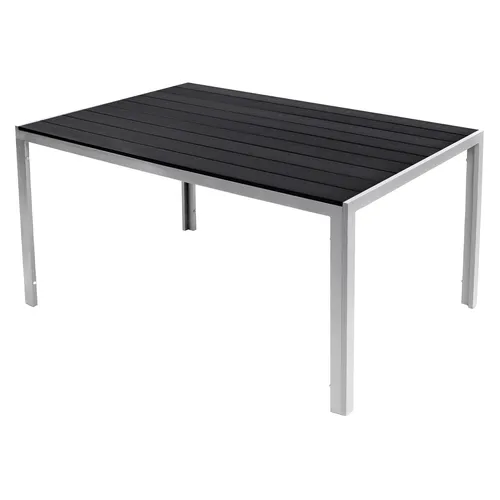 XLGartentisch Aluminium Non-Wood Silber/Schwarz - Rechteckiger Gartentisch aus Aluminium, wetterfest und ideal für bis zu 6 Personen, Maße: 180x90x74cm, perfekt für Garten und Terrasse.