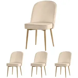 HAUSS SPOLE Esszimmerstuhl 4er Set – Beige Samt mit goldenen Metallbeinen