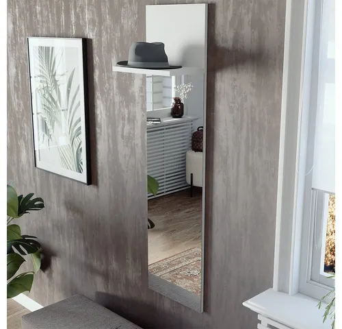 Vicco Garderobenschrank Siri, Weiß, mit Spiegel - Garderobenschrank mit modernem Design, zahlreichen Haken und integriertem Spiegel. Ideal für Flur, um Ordnung und Stil zu vereinen.