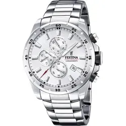 Festina Herrenuhr Timeless Chronograph 45MM - Armbanduhr für Herren mit 10ATM Wasserdichtigkeit und Edelstahl Gliederband, perfekt für sportliche Anlässe und den Alltag.