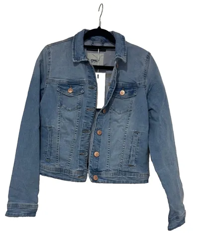 ONLY Damen Jeansjacke ONLTIA | Kurze Denim Übergangsjacke Blau - Funktionsjacken mit Basic Used Waschung, ideal für den lässigen Look im Frühling und Herbst.