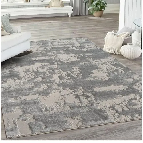 Carpetilla Designteppich Designer Teppich modern Vintage Wohnzimmer Grau-Grau Size:80x150