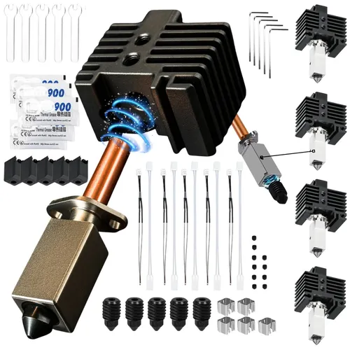 Hotend Kit für Bambu Lab 3D-Drucker P1P P1S X1 X1C X1E – Düse 0,4mm - Hochwertiges Hotend Kit für präzisen 3D-Druck. Ideal für Bambu Lab Modelle, mit langlebigem Heizblock aus Metall und 0,4 mm Düse für optimale Druckergebnisse.