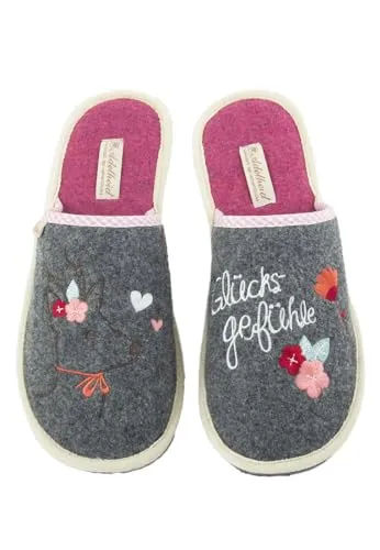 Adelheid Damen Glücksgefühle Filzpantoffel - mit Geschenkverpackung - weicher Wollfilz - praktische Doppelgrößen