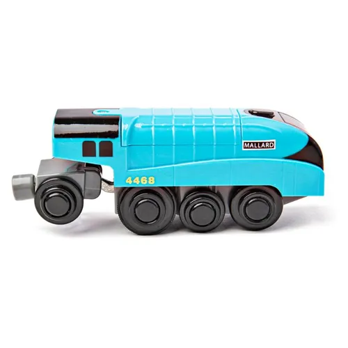 Bigjigs Rail Mallard Battery Operated Train | Classic Steam Trains for Kids Wooden Railway Set | Locomotive Engine Toy with Magnetic Couplings | Educational Toddler Toys | Gifts for 3+ Year Olds