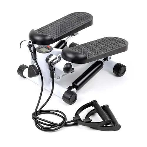 Wiltec Stepper 41 x 30 x 18 cm mit Trainingscomputer, Hometrainer für Fitness für Beine & Po, Ministepper mit Trainingsbändern, Ausdauertraining