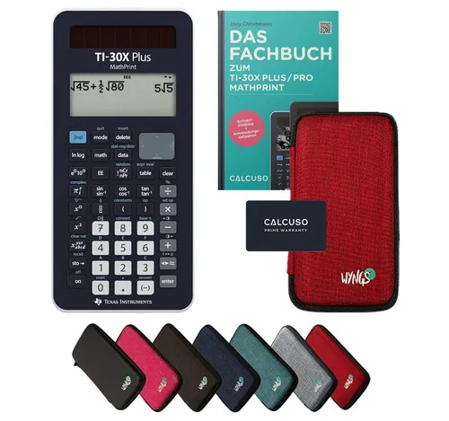 Texas Instruments Taschenrechner TI-30X Plus MathPrint inkl. Schutztasche Rot & Fachbuch