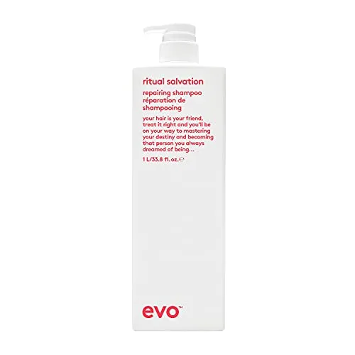 EVO ritual salvation repairing shampoo 1l I Natürliches Repairing Shampoo für kraftloses, brüchiges und coloriertes Haar I verleiht Glanz und reduziert Haarbruch I vegan, ohne Sulfate