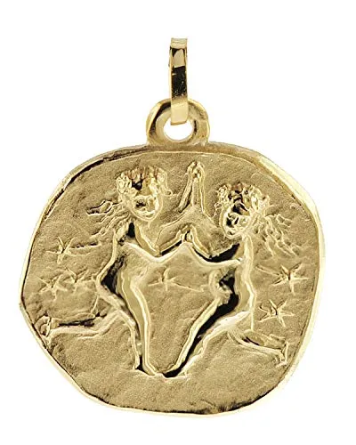 trendor Sternzeichenanhänger Zwilling 333 Gold 20 mm - Kettenanhänger für das Sternzeichen Zwilling (21.05.-21.06.), aus hochwertigem 333er Gold, mit poliertem Motiv auf mattem Hintergrund, Made in Germany.