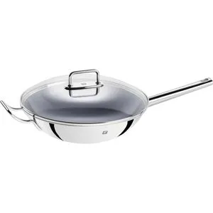 ZWILLING Plus Wok 32 cm - Edelstahl-Wok mit Antihaftbeschichtung, inkl. Glasdeckel und Gittereinsatz, ideal für fettfreies Kochen, gleichmäßige Wärmeverteilung, für alle Herdarten, auch induktionsgeeignet.