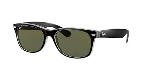 Ray-Ban Unisex - Erwachsene Sonnenbrille New Wayfarer, Gr.52mm (Gestell: Schwarz,Transparent; Gläser: grün)
