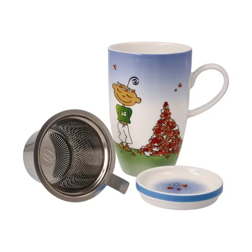 Goebel Der kleine Yogi Teetasse mit Deckel und Sieb - Thermobehälter aus hochwertigem Porzellan, ideal für Teeliebhaber – mit praktischem Deckel und Sieb für perfekten Teegenuss.