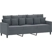 vidaXL 3-Sitzer Sofa Dunkelgrau mit Armlehnen und Rückenkissen - Sofa & Couch mit luxuriösem Samtbezug, robustem Metallgestell und bequemen Sitzflächen – perfekt zum Entspannen und als Blickfang in deinem Wohnzimmer.