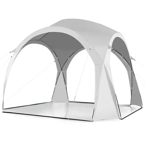COSTWAY Partyzelt Pavillon weiß, Gartenzelt Gartenpavillon Strandzelt UPF50+ Sonnenschutz, Terrassenzelt für 6-8 Personen Camping Strand 327x327x270cm
