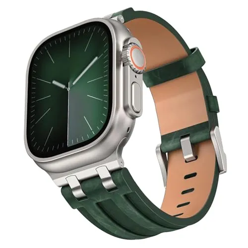 Smartwatch Armband Kunstleder für Apple Watch 49mm 46mm 45mm 44mm Edelstahl Schnalle Grün