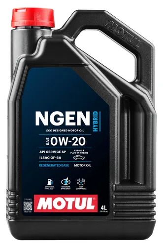 MOTUL 111902 NGEN HYBRID 0W-20 Motoröl - Hochwertiges Motoröl mit API SP/RC und ILSAC GF-6A Spezifikationen, optimal für Hybridfahrzeuge und sorgt für effiziente Leistung und Schutz.