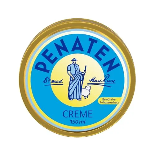 Penaten Creme Baby Wundschutzcreme 150ml - Baby Windelcremes mit 3-Phasenschutz für sofortige Beruhigung und bis zu 12h Schutz empfindlicher Babyhaut.