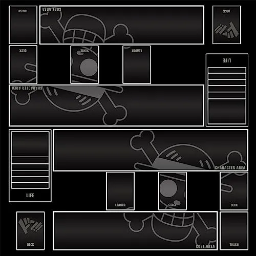 WAIFUWORLD SHOP One Piece Spielfeld Doppel Spielmatte mit Zonen | TCG Dual Playmat kompatibel mit dem One Piece Trading Card Game | Kartenspielmatte Basic Style in Schwarz