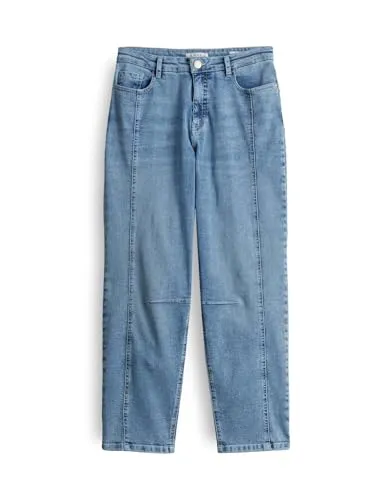 OPUS Damen Barrel | Barrel Jeans LOLAH Casual Mid Rise aus Spanish Cotton Mix Light real Blue, 38 L28