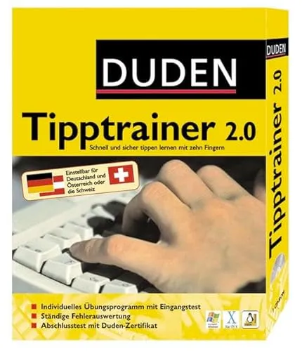 Duden Tipptrainer 2.0 für PC, MAC und Linux - Interaktives Schreibtraining für alle Plattformen, verbessert Ihre Schreibfähigkeiten und sorgt für fehlerfreies Tippen.