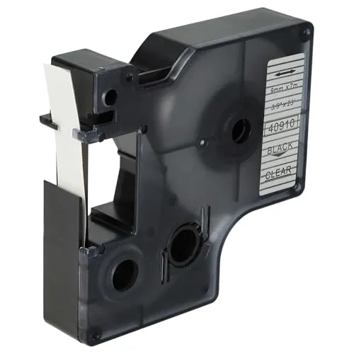 vhbw Schriftband-Kassette Ersatz für Dymo D1, 40910 für Etiketten-Drucker 7m x 9mm Schwarz auf Transparent