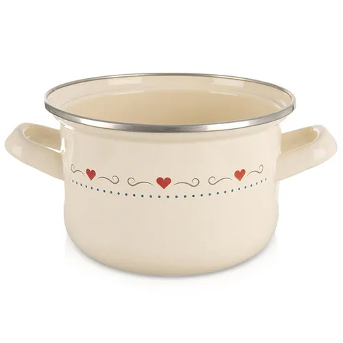 Topf Emailliert Creme TONCA 16cm 1.4L Kochtopf Fleischtopf Suppentopf
