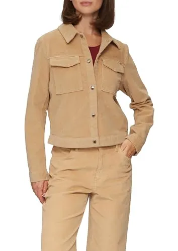 s.Oliver Verkürzte Cordjacke mit Druckknöpfen – Hellbraun 44 - Funktionsjacken mit regulärer Passform, Hemdkragen und stylischer Cordstruktur – ideal für lässige Outfits und jeden Anlass.