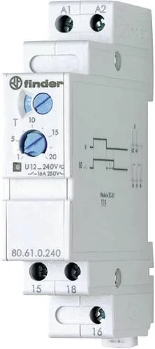 Finder Zeitrelais 80.61.0.240.0000 - Handbetrieben - Zeitrelais für präzise Steuerung mit einstellbarem Zeitbereich von 0.1 bis 20 Sekunden, ideal für Automation und Steuerung in verschiedenen Anwendungen.