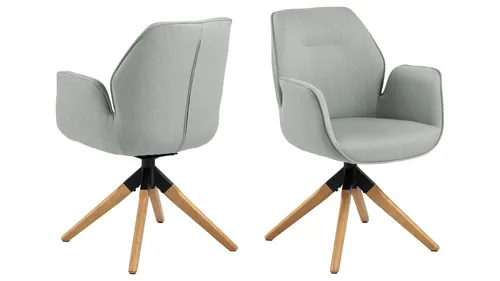 AC Design Furniture Aurelia Esszimmerstuhl - Esszimmerstuhl in Hellgrau/Eiche Optik, modernes Design mit geometrischem Sitz und Armlehnen, max. Belastbarkeit 110 kg, ideal für stilvolle Essbereiche.