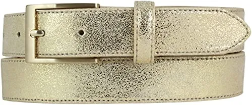 BELTINGER Goldener Gürtel in Metall-Optik 3 cm | Leder-Gürtel Metallic-Look 30mm | Metall-Ledergürtel in Gold | Gold 85cm