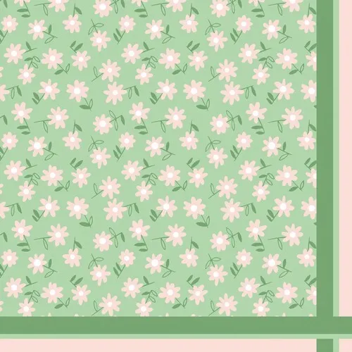 Servietten Blumen Blümchen an grüner Bordüre als Tischdeko. Papierservietten mit Motiv. Auch für Decoupage und Serviettentechnik 33x33cm 20