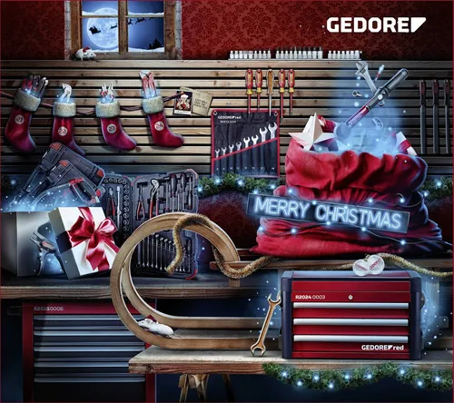 GEDORE 3304901 red R33003044 Adventskalender 2023 - 44-teiliges Werkzeugset, ideales Geschenk für Werkzeugfans mit 24 Überraschungen und praktischem Kunststoffkoffer