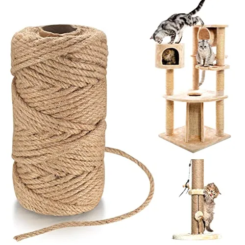 Natur Juteschnur Kordel, 6mm x 50m Juteseil, Sisalseil für Kratzbaum, Gartenschnur, Paketschnur, Hanfseil, Bastelschnur, Natur Sisal Seil für Katzen, Kratzseil für DIY Basteln, Garten Dekoration