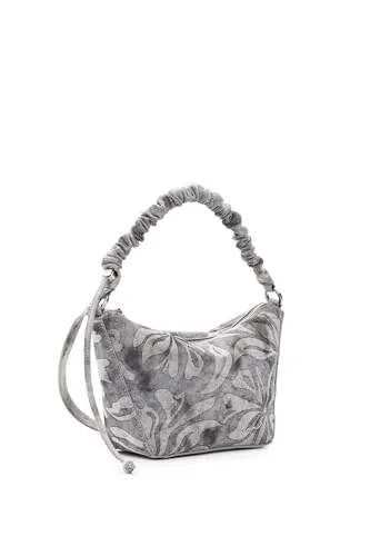 Desigual Munich Across Body Bag - Umhängetasche in Middle Gray - Stylische Umhängetasche für Damen im angesagten Grau. Verstellbarer Tragegurt und blumiges Design machen sie ideal für Freizeit und Alltag.
