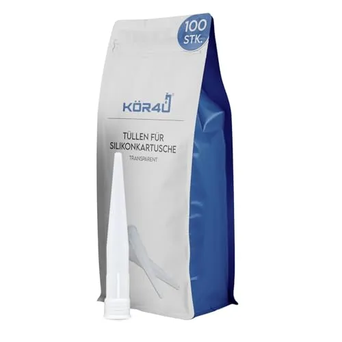 100x kör4u Tüllen für Silikonkartusche, transparent, Silikontüllen, Ersatzspitzen, Silikonspitzen, Kartuschenspitzen, Kartuschendüsen, Silikondüsen