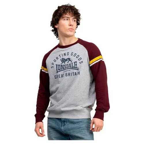 Lonsdale Bregis Sweatshirt 2XL - Stylisches Sweatshirt in Marl Grey, Oxblood und Navy, perfekt für lässige Outfits und gemütliche Tage.