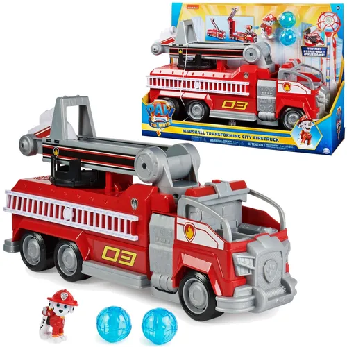 Paw Patrol Transforming City Feuerwehr mit Marshall-Figur - Action- & Spielfiguren, interaktives Feuerwehrauto mit Marshall-Figur für spannende Abenteuer, perfekt für Kinder ab 3 Jahren.