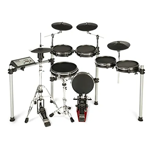 Fame Hybrid Pro E-Drum Set - Elektronisches Schlagzeug mit Gewebefellen, echte HiHat und 400 Sounds für ein unvergleichliches Spielgefühl