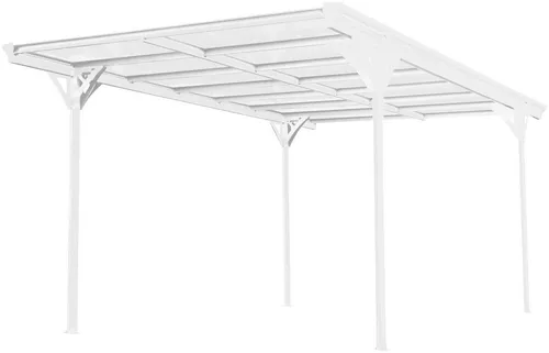Einzelcarport WESTMANN Flachdach mit Regenrinne - Robuster Carport mit 15 m² Fläche, Flachdach und 6 mm Doppelstegplatten für optimalen Wetterschutz, ideal für Garten und Fahrzeuge.