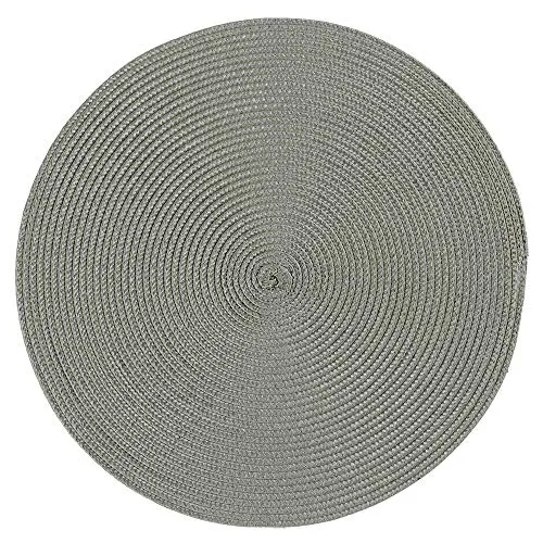 Haus und Deko Platzset Polypro Bastoptik rund ca. 35 cm Ø Grau abwaschbar Tischset Platzdeckchen
