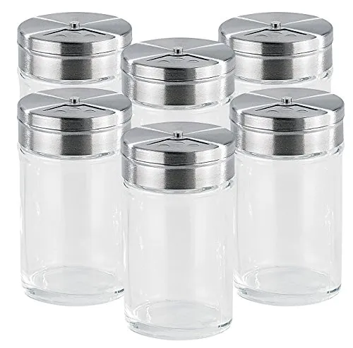 Rosenstein & Söhne Gewürzstreuerset: 6-teiliges stilvolles Gewürzstreuer-Set aus Glas (Gewürzdosen, Gewürzbehälter Glas, Aufbewahrung)