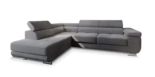 Masseno Ecksofa APIRO L-S mit Schlaffunktion - Ecksofa mit Bettkasten, elegantes Design und praktischer Stauraum für Bettzeug, ideal für Gäste und multifunktionale Wohnräume.