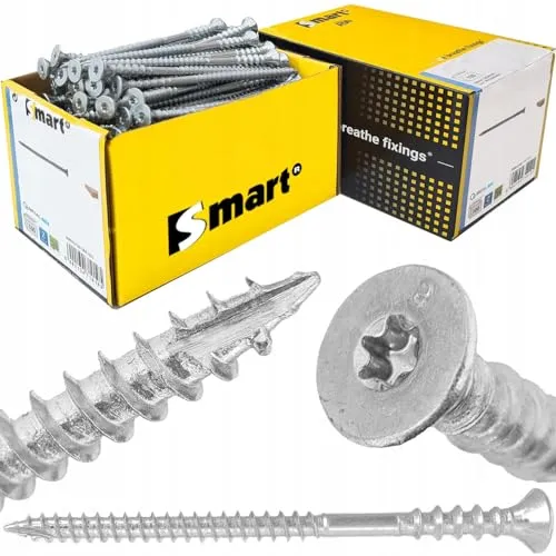 Premium Justierschraube | Distanzschrauben | T25, blau verzinkt, Stahl | Fräsrippen, Cut-Spitze, Senkkopf | Holz- Universalschrauben, Ring- und Holzgewinde (6 x 160 mm - 50 St.)