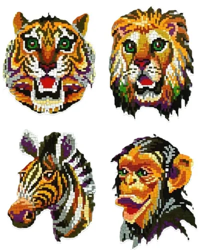 Stick it Steckpuzzle Wilde Tier 4 in 1 - 1600 Puzzleteile - Steckpuzzle mit 4 verschiedenen Tiermotiven, ideal für kreative Bastler. Nach dem Zusammensetzen kann das Bild aufgehängt werden!