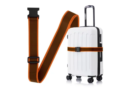 Flexot Koffergurt Koffergurt mit Clip-Schnalle, verstellbare Länge, Namensschild, (1-tlg), Flexibel anpassbarer und stabiler Gurt mit praktischer Schnalle