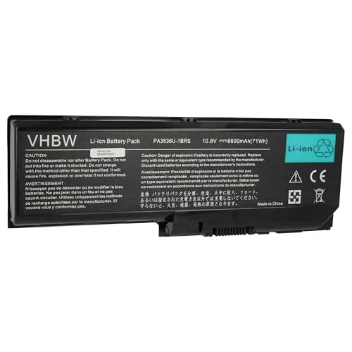 vhbw 1x Akku kompatibel mit Toshiba Satellite P305, X200, P305D, X205, P300D, P300, P205D, P205 Notebook (6600 mAh, 11,1 V, Li-Ion)
