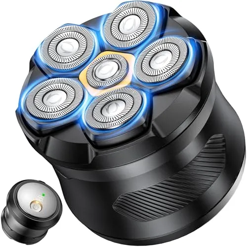 Glatzen Rasierer Herren UD1,IPX7 Wasserdichter Kopfrasierer Glatze 6D Magnetische Schwebender Kopf Nass und Trocken Glatzen Rasierer Skull Shaver